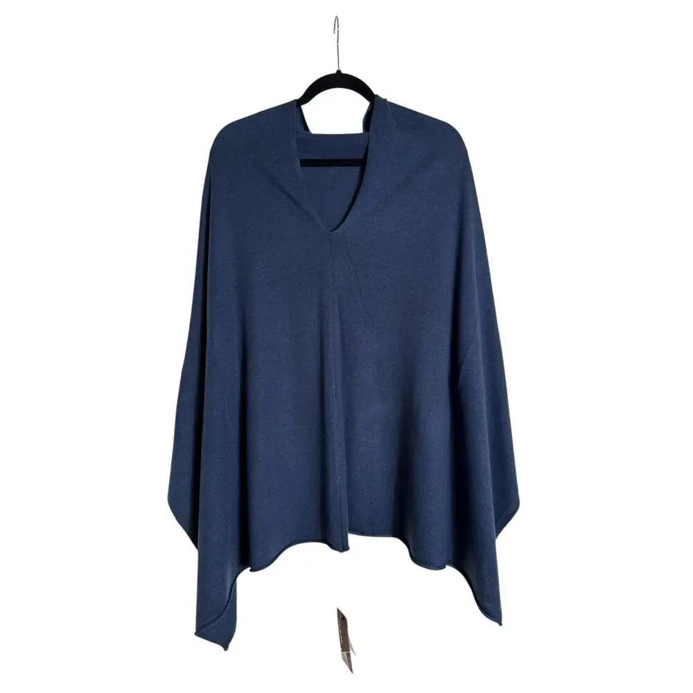 John + Jenn KERISMA Blue Jean Knit Poncho Cape One Size NWT Lightweight Wrap